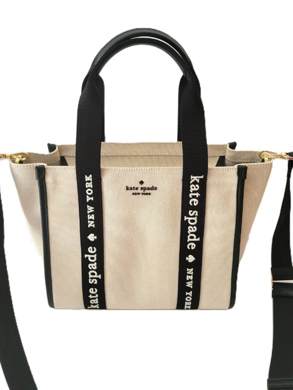 Kate Spade KG767 Kip Canvas Small Tote Crossbody Handbag Natural Multi